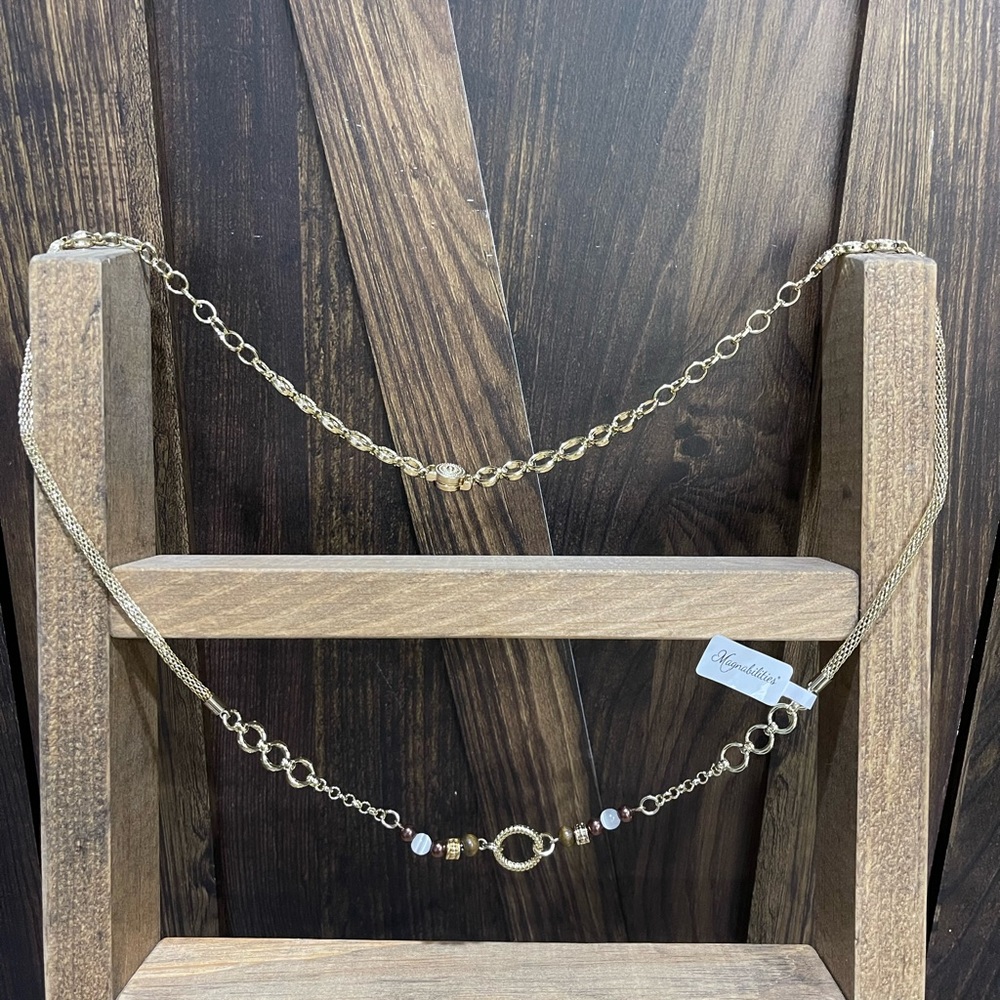 Magnabilities Moroccan style brown and gold 30”necklace